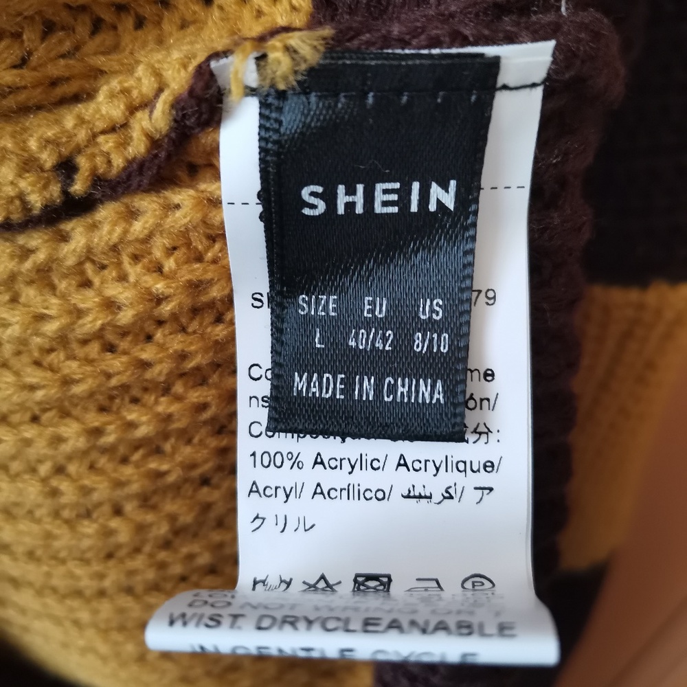 SHEIN Colorblock Turtleneck Drop Shoulder Sweater - NWOT (L) - Picture 7 of 10